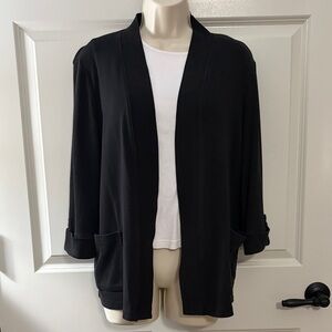 Rafaella Black Open Front Cardigan